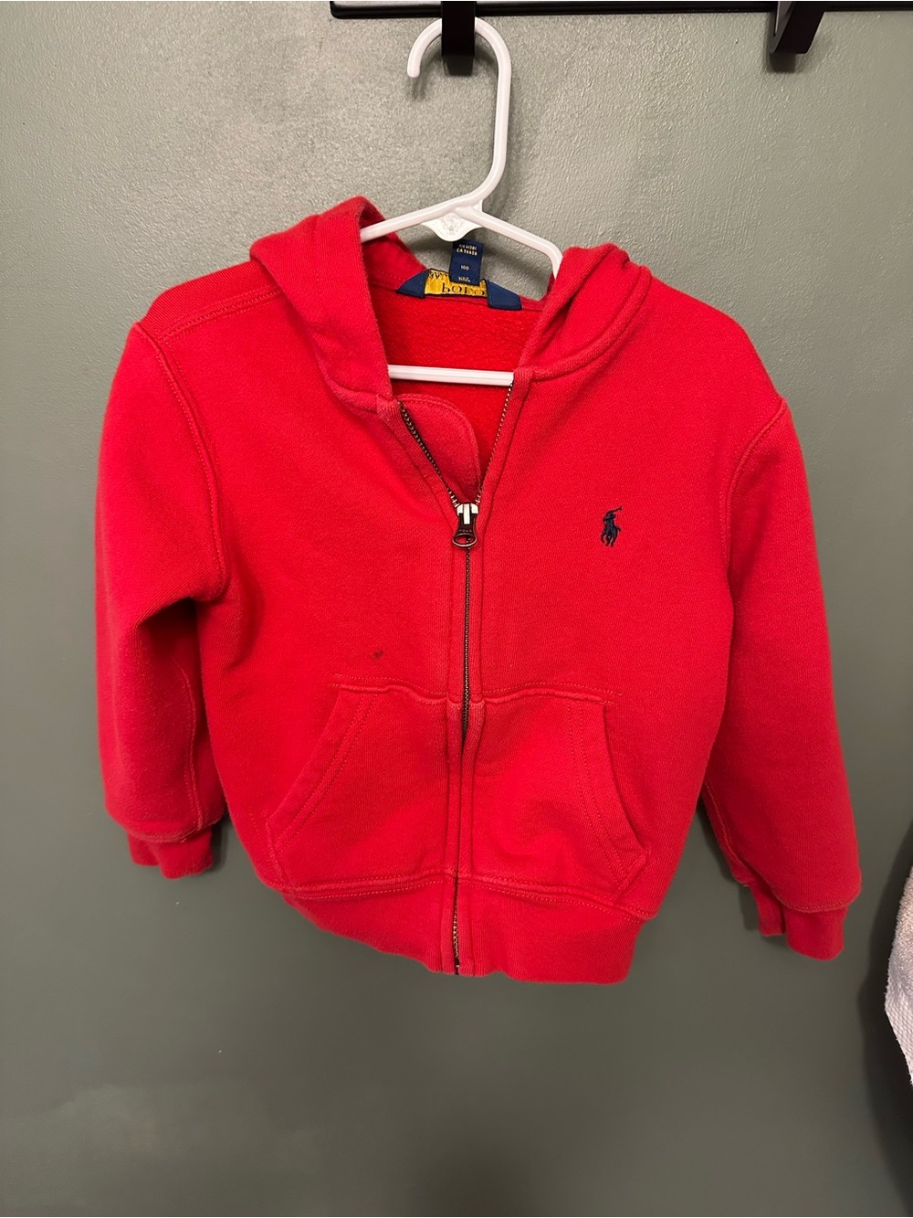 Polo by Ralph Lauren Red Kids Zip-Up Hoodie with Navy Logo
